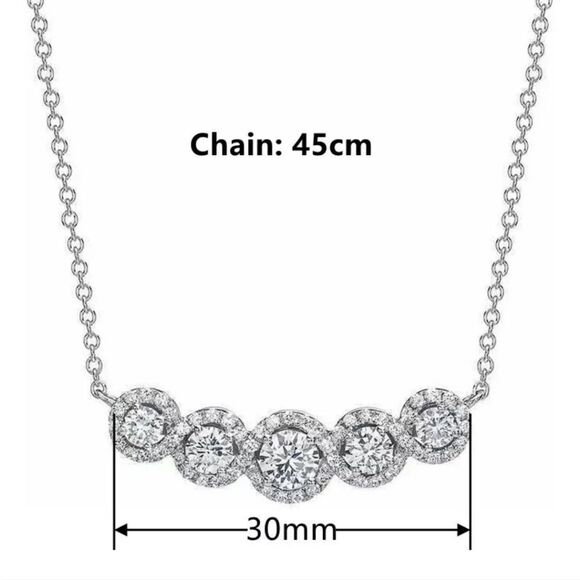 Circular Clear White Diamond Pendant Necklace on 925 Sterling Silver - Picture 3 of 6